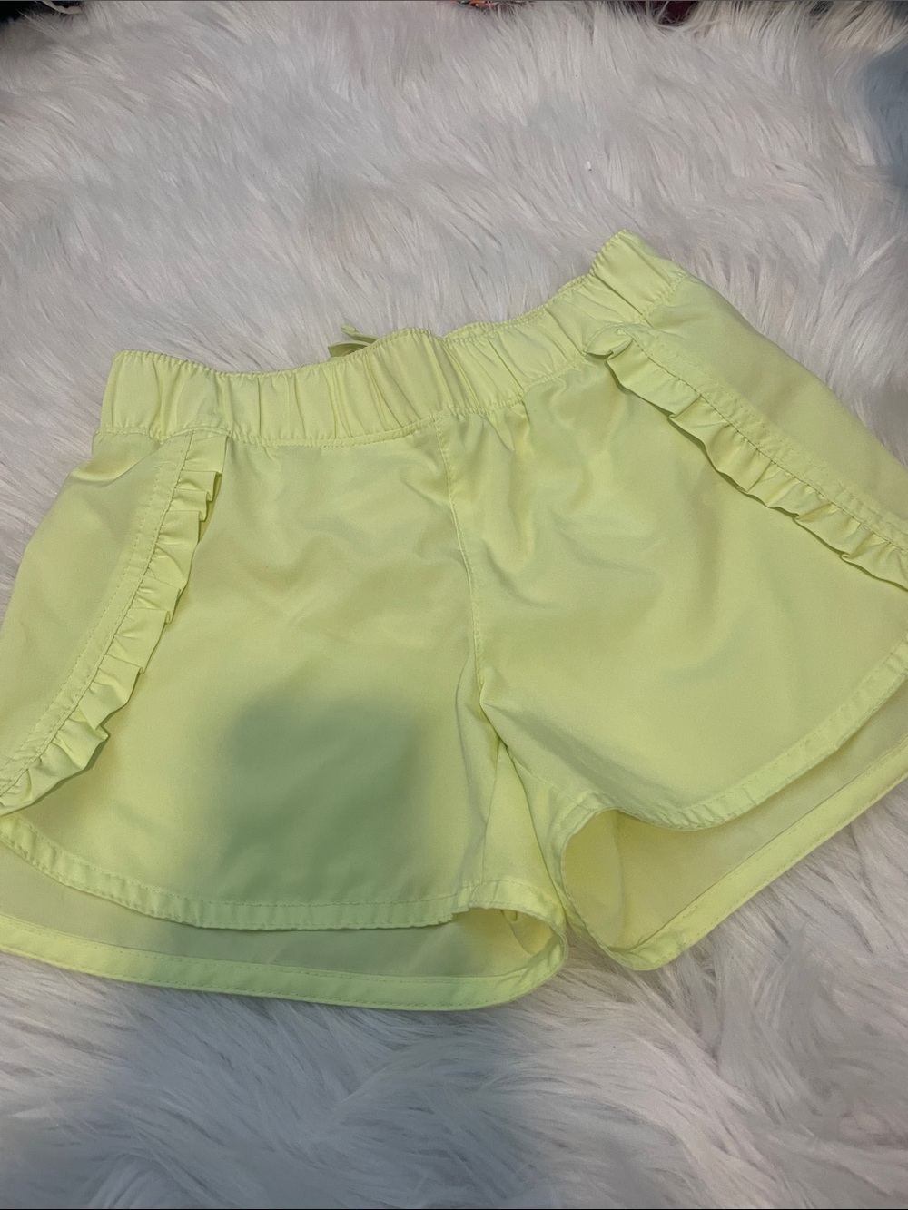 Old Navy Pale Yellow Ruffle-Trim Kids Athletic Shorts